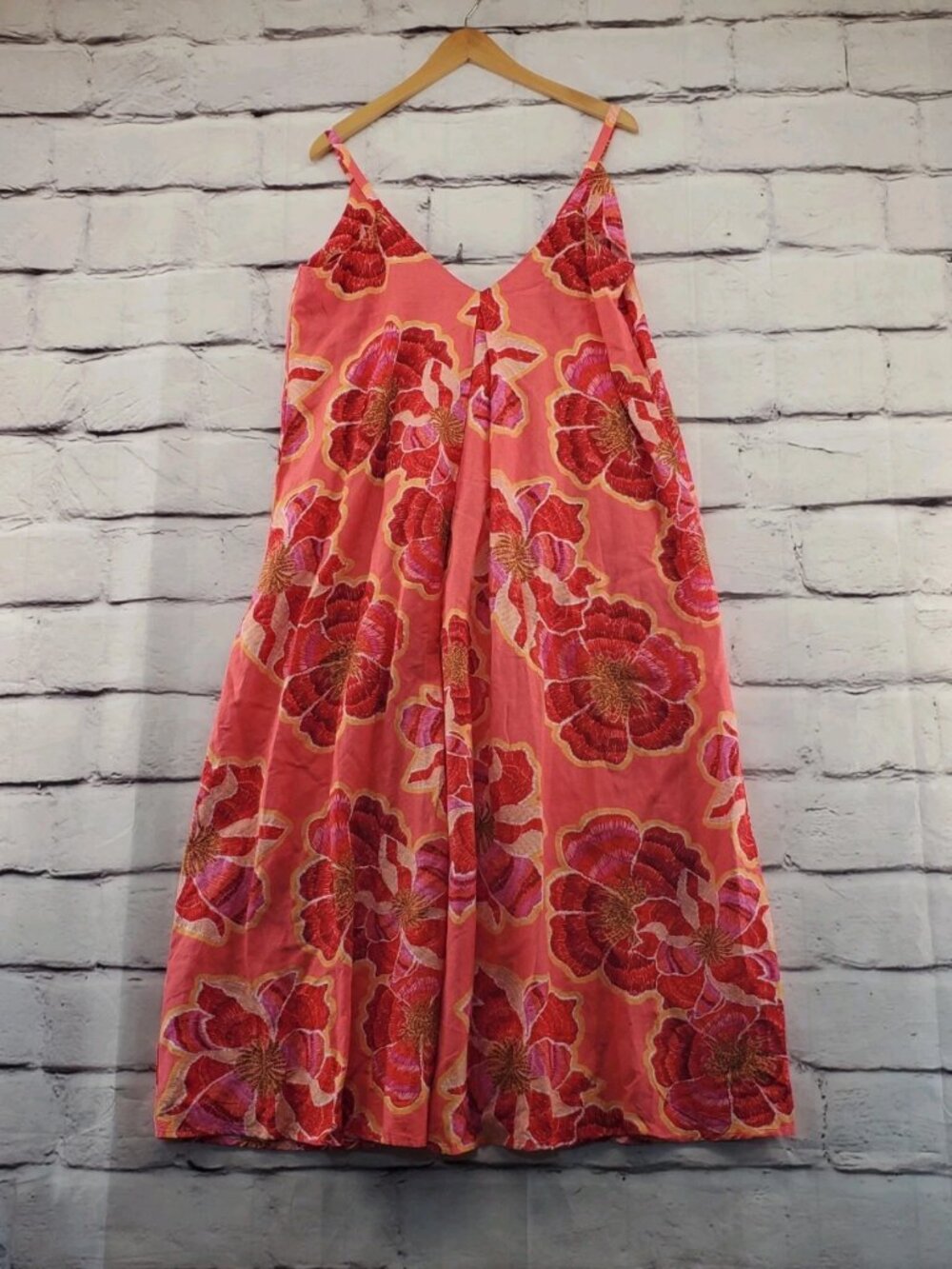 LOFT A-Line Dress Womens 6 Linen Blend Tropical Resort Midi